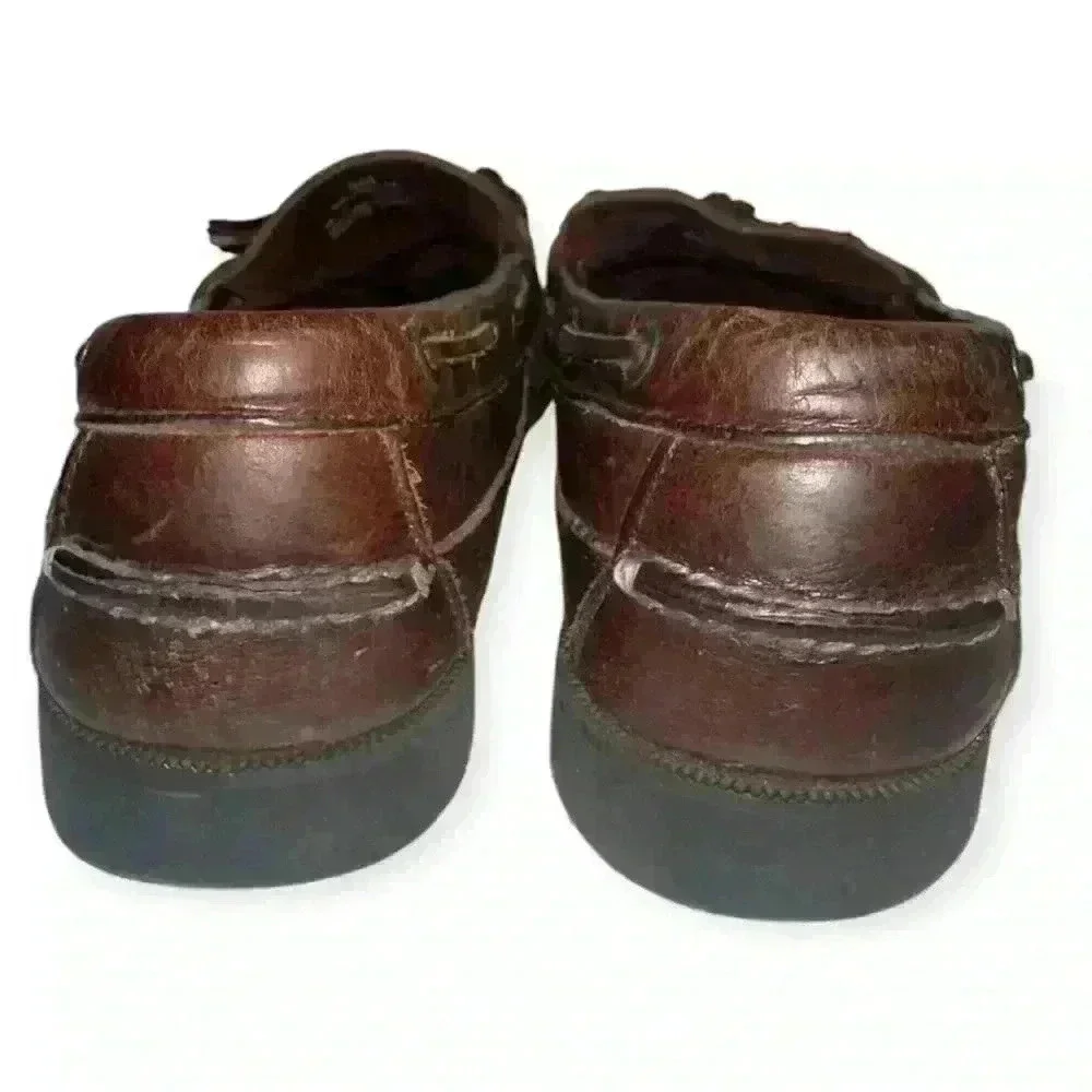 Vintage Sperry Top Sider Brown Leather Wetlands Men’s sz 9M slip on boat shoes